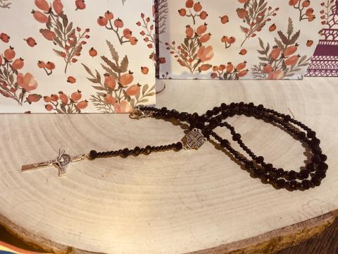Rozar margelute negre Cruce Ierusalim