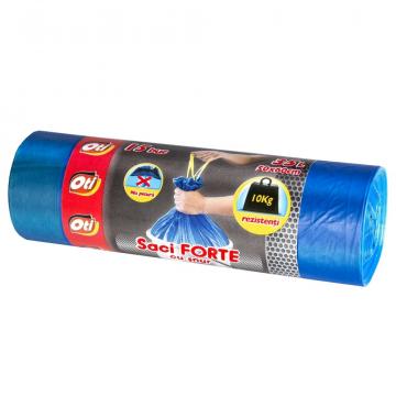 Saci de gunoi Forte cu snur, 35L, albastru, 15 buc./rola