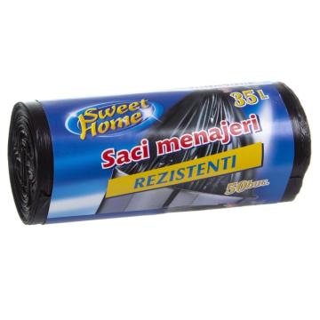 Saci menajeri 35 L, 50/rola, HDPE, negri