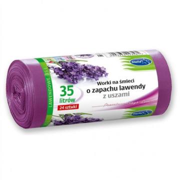 Saci menajeri lavanda cu maner Stella 35litri (15buc/rola)
