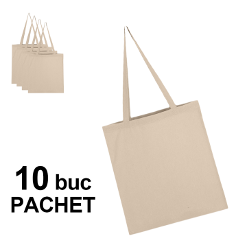 Sacosa bumbac 37 x 41 cm, natur, 10 bucati