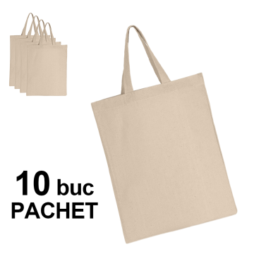 Sacosa bumbac mica, natur, 22 x 26 cm, 10 bucati
