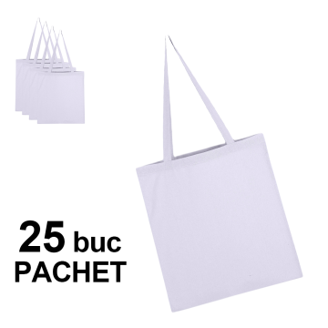 Sacosa bumbac toarta lunga, LH alb, 25 bucati