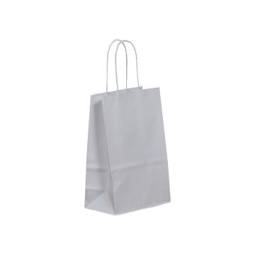 Sacosa hartie alba cu maner rasucit 14x21x8 cm