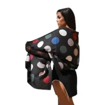 Sal elegant din lana si casmir cu buline negru
