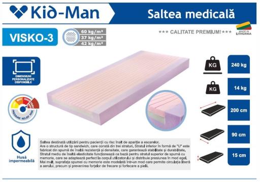 Saltea pentru pat cu husa Visko 3 - 200x90 cm