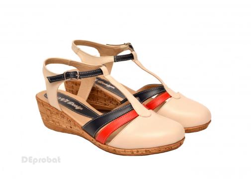 Sandale dama bej cu platforma din piele naturala S57