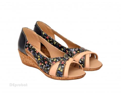 Sandale dama multicolore cu platforma din piele naturala