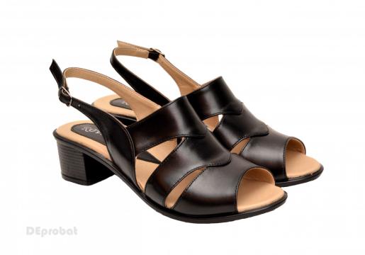 Sandale negre dama din piele naturala toc 5 cm S51Box