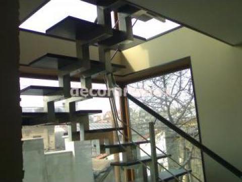 Scara de inox cu trepte lemn