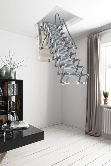 Scara de pod din aluminiu, tip pantograf