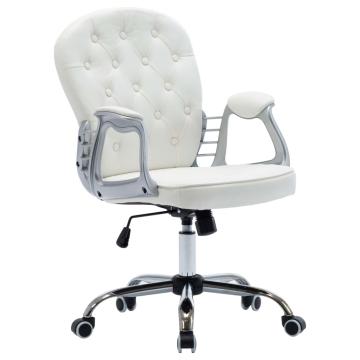 Scaun de birou rotativ, alb, piele ecologica