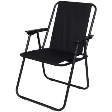 Scaun de camping cu cotiere 52x44x75cm pliabil negru