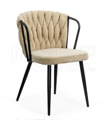 Scaun dining BUC262, tapiterie premium, design modern, Bej