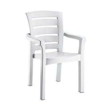 Scaun gradina cu brate Raki Didim, plastic, alb, 56x51xh90cm