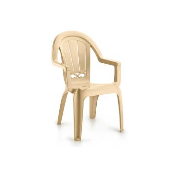 Scaun gradina cu brate Raki Milas, plastic, bej, 53x50x89cm