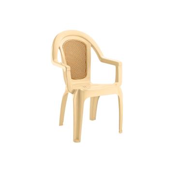 Scaun gradina terasa Raki Bornova, plastic, bej, 53x50xh89cm