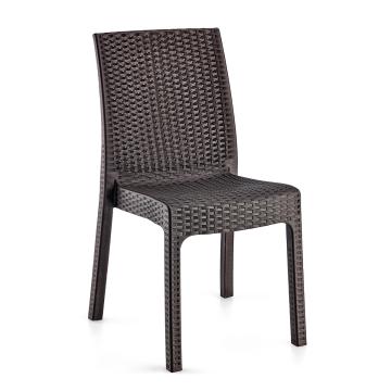 Scaun plastic aspect ratan Raki Deluxe, maro, 57x57xh87cm