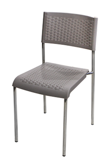 Scaun plastic cu picioare cromate Raki Classic, aspect ratan