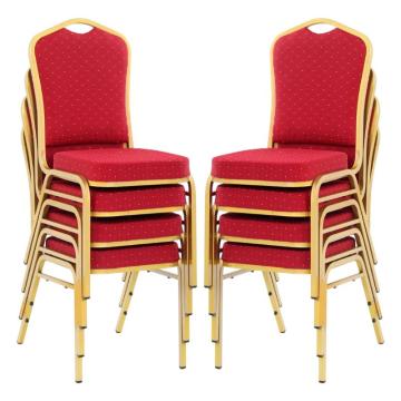 Scaune HoReCa cadru auriu pe culoarea rosu