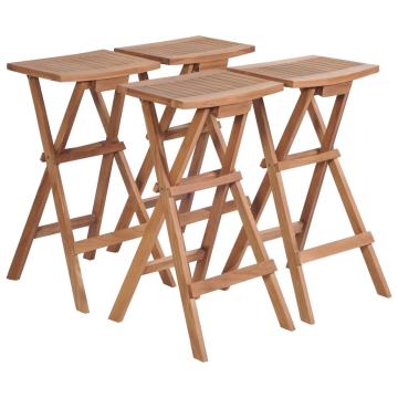 Scaune de bar pliabile, 4 buc., lemn masiv de tec slefuit