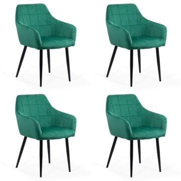 Scaune din catifea cu picioare metalice BUC 260 Verde, 4buc.