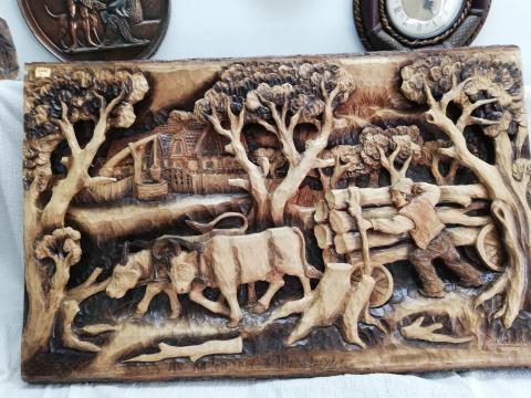 Sculptura car cu boi