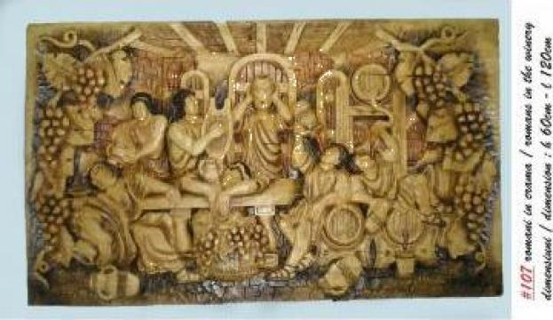 Sculptura din lemn, Romani in crama