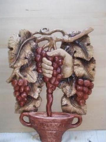 Sculptura lemn Aplica cu struguri