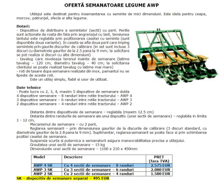 Semanatoare legume AWP4SK