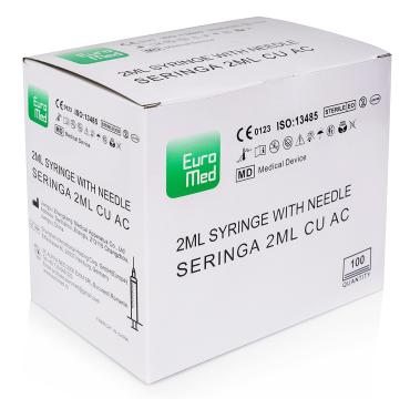 Seringi 2 ml cu 2 componente si ac 23G - 100 buc