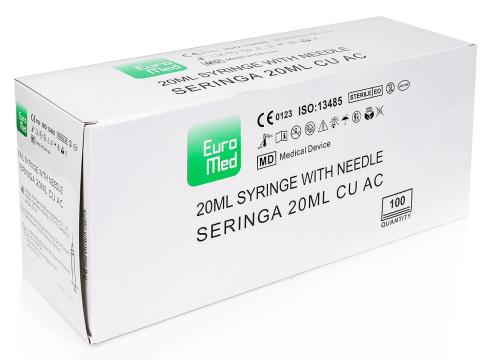 Seringi 20 ml cu 2 componente si ac 21G - 100 buc