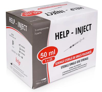 Seringi 50 ml cu Luer Lock si Ac 18G - 25 buc