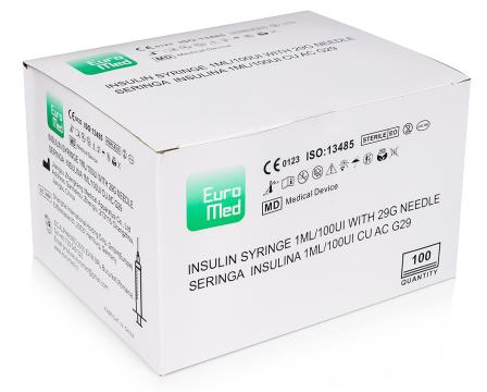 Seringi de insulina 1ml cu ac incastrat - 100 buc