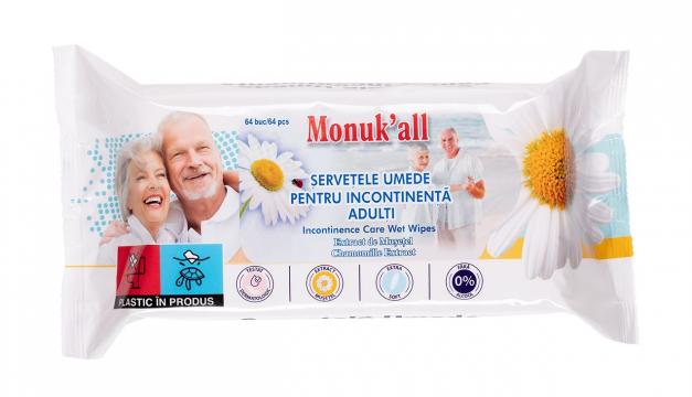 Servetele umede incontinenta - Monuk'all - 64 buc