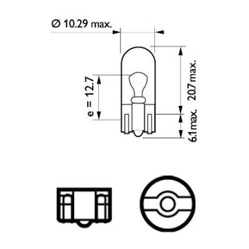 Set 2 becuri fara soclu W5W 12V Philips(blister)