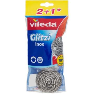 Set 3 bureti de vase Vileda Glitzi inox, inox spiralat