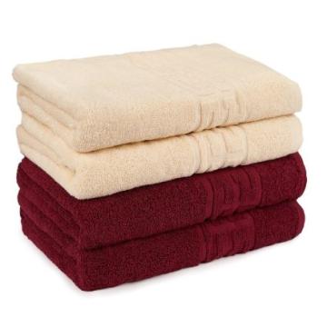 Set 4 prosoape hotel bumbac crem si grena 50x90cm 620g
