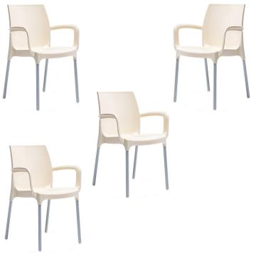 Set 4 scaune bucatarie Raki Sunset culoare crem 55x58xh82cm