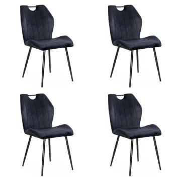 Set 4 scaune bucatarie, living din catifea neagra