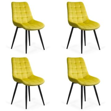 Set 4 scaune bucatarie si living din catifea BUC 206 galben