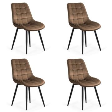 Set 4 scaune bucatarie si living din catifea BUC 206 maro