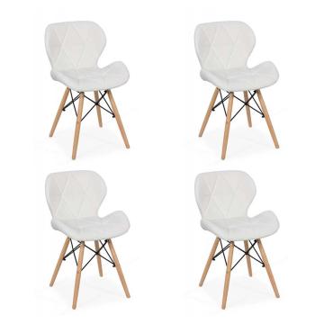 Set 4 scaune de bucatarie din piele si lemn-alb
