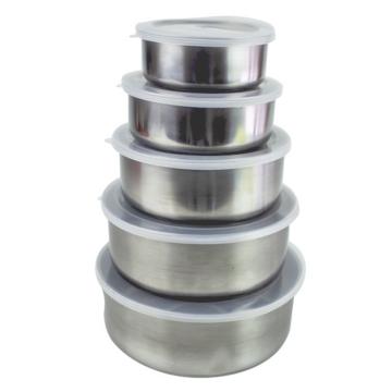 Set 5 cutii alimente inox cu capac plastic