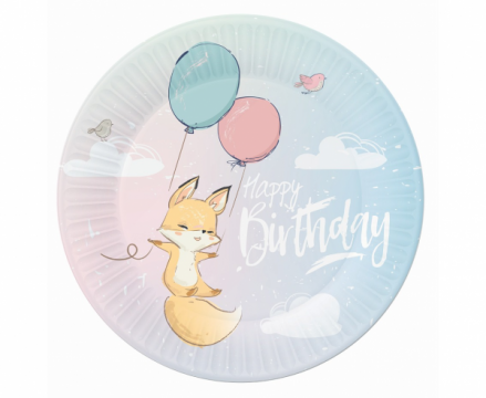 Set 6 farfurii hartie Happy Birthday Fox