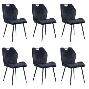 Set 6 scaune bucatarie, living din catifea neagra