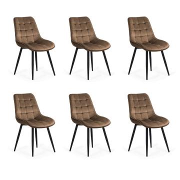 Set 6 scaune bucatarie si living din catifea BUC 206 maro