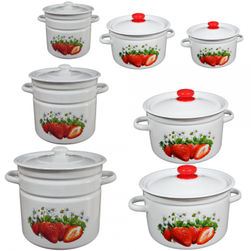Set 7 oale emailate 2l, 3l, 4,5l, 5,5l, 7l, 9l Raki Klubnika