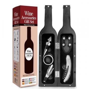 Set accesorii pentru sticla de vin, in cutie sticla