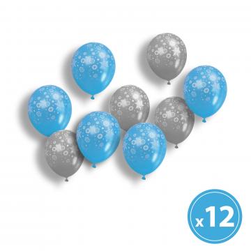 Set baloane - albastru, argintiu, cu motive de Craciun